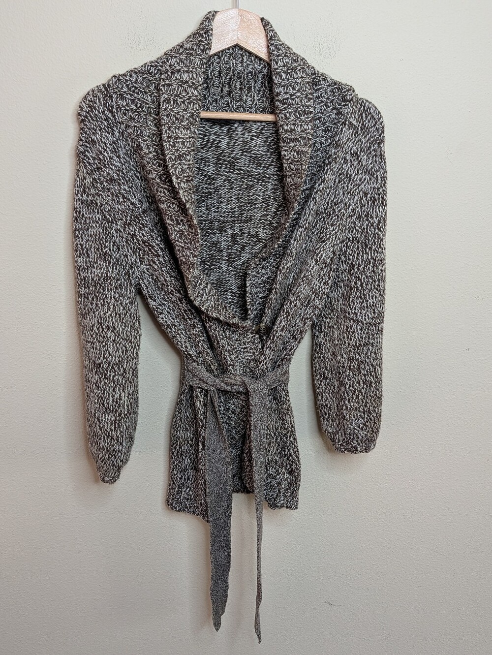 BCBGMAXAZRIA Merino Wool Blend Shawl Collar Belted Cardigan Sweater Size M